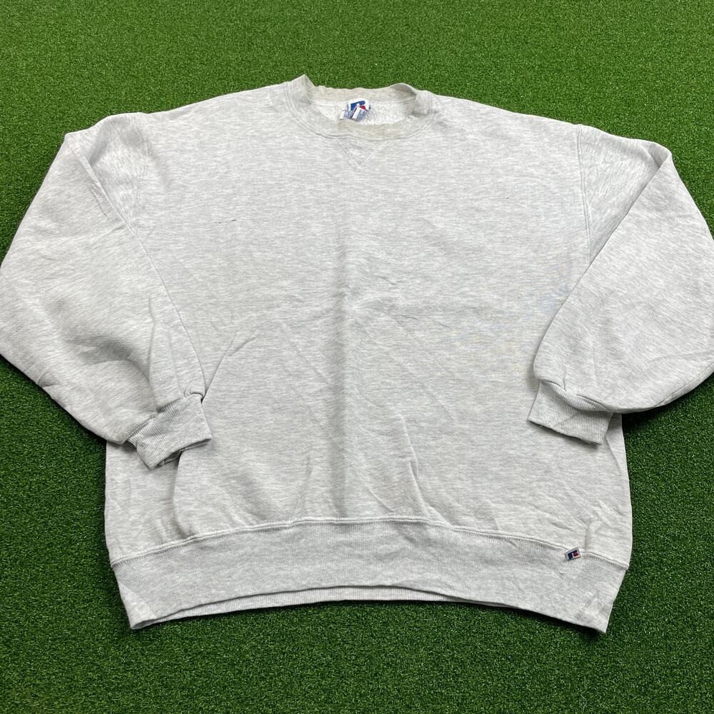 Vintage 1990s Russell Athletic Gray Blank Crewneck Sweatshirt Sz XL